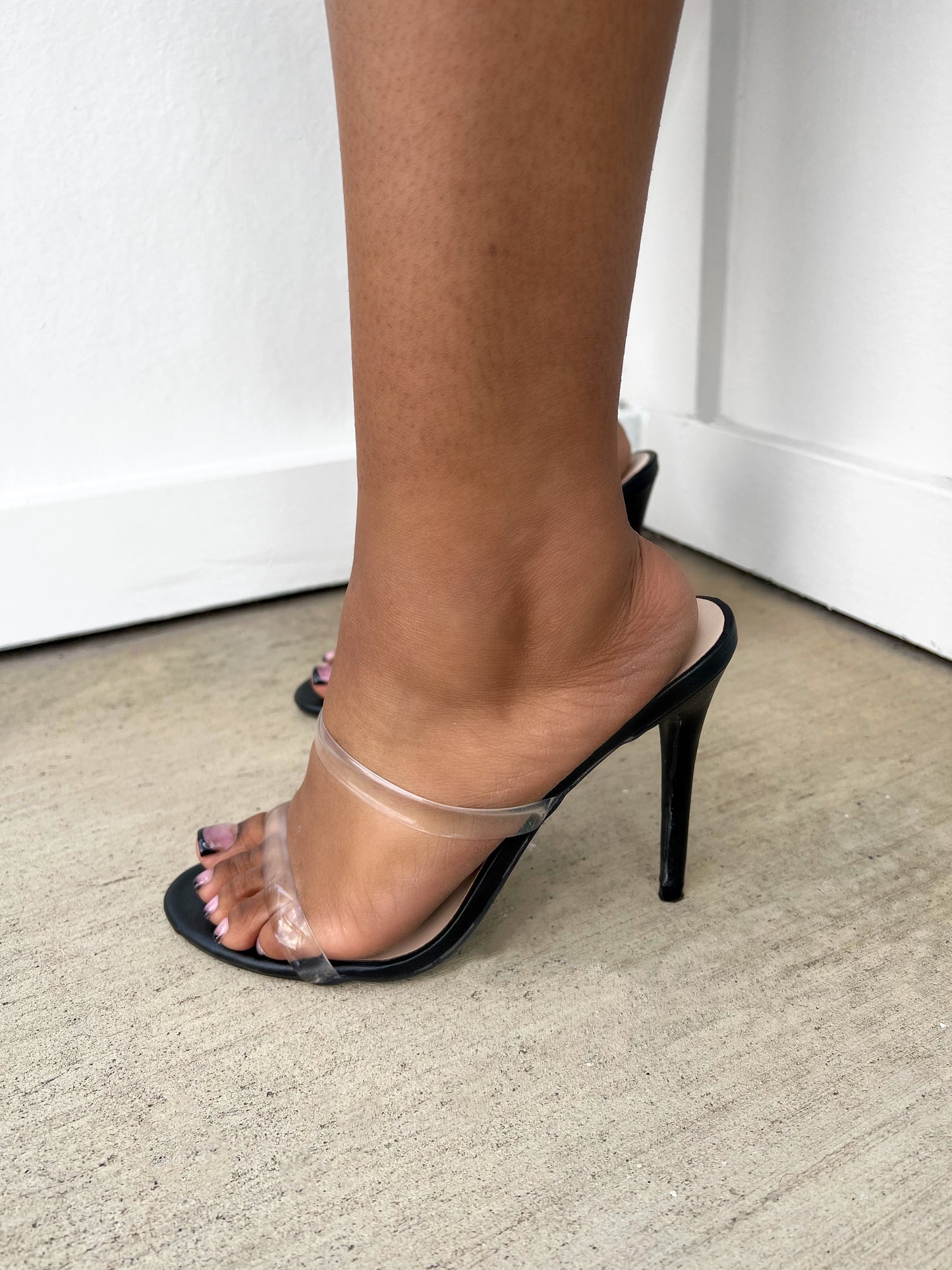 Strikers Black Heeled Mules
